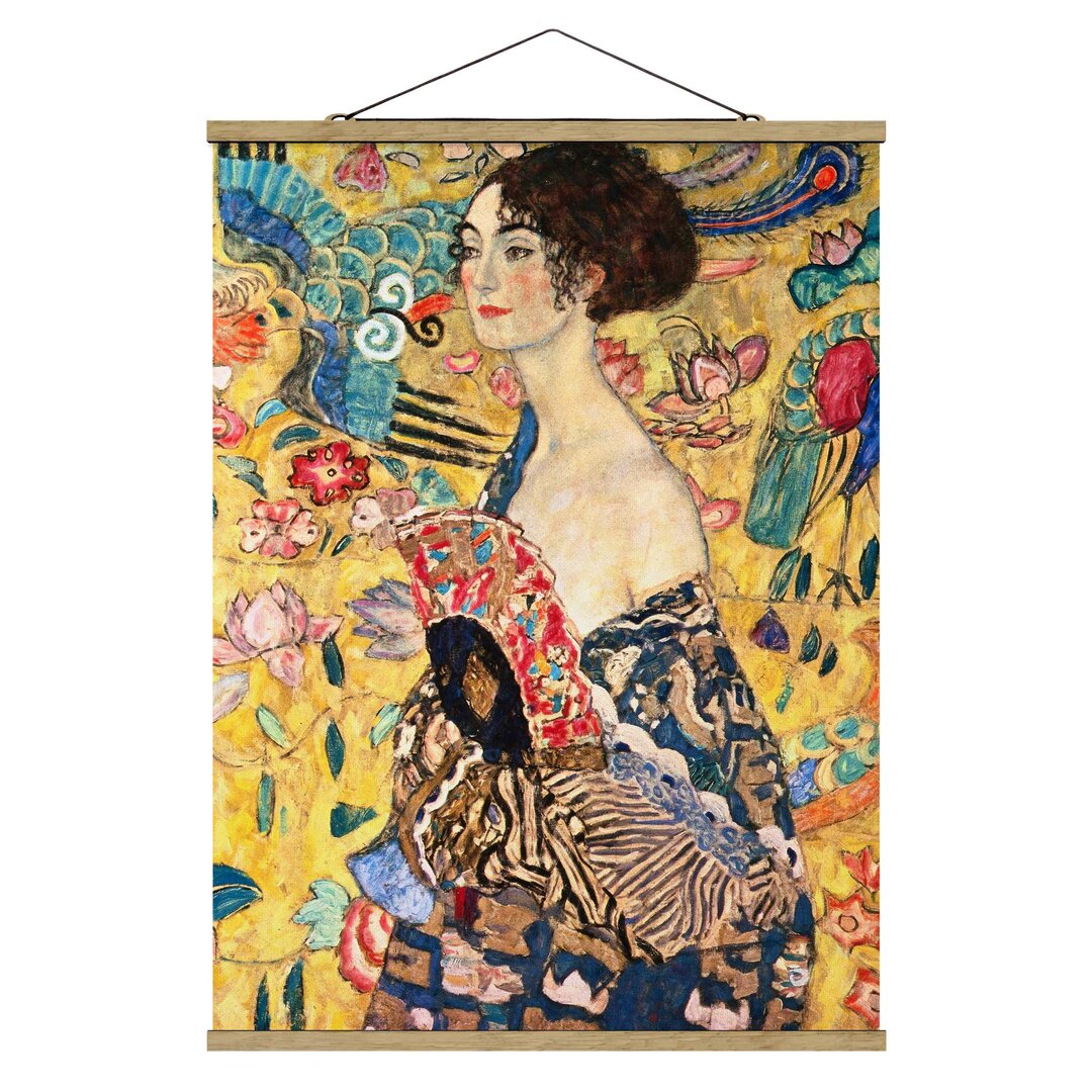 Grafikdruck Lady with Fan von Gustav Klimt