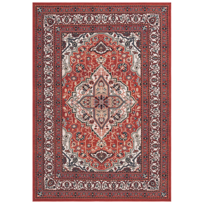 Sanchi 105 Area Rug In Red / Ivory, Carré 6 pi 7 po