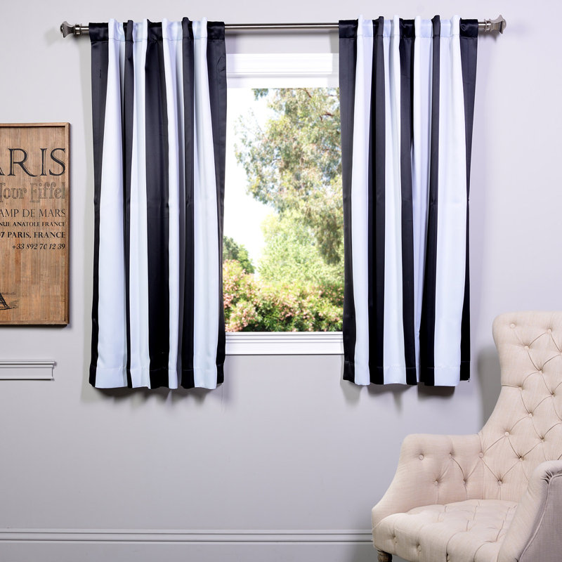 Clairsville Striped Room Darkening Curtains Large Window Single Panel Drapes