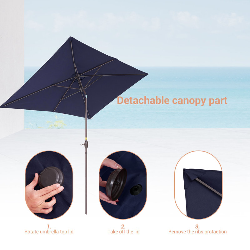 Parasol de marché rectangulaire 10' x 6,5', Marine