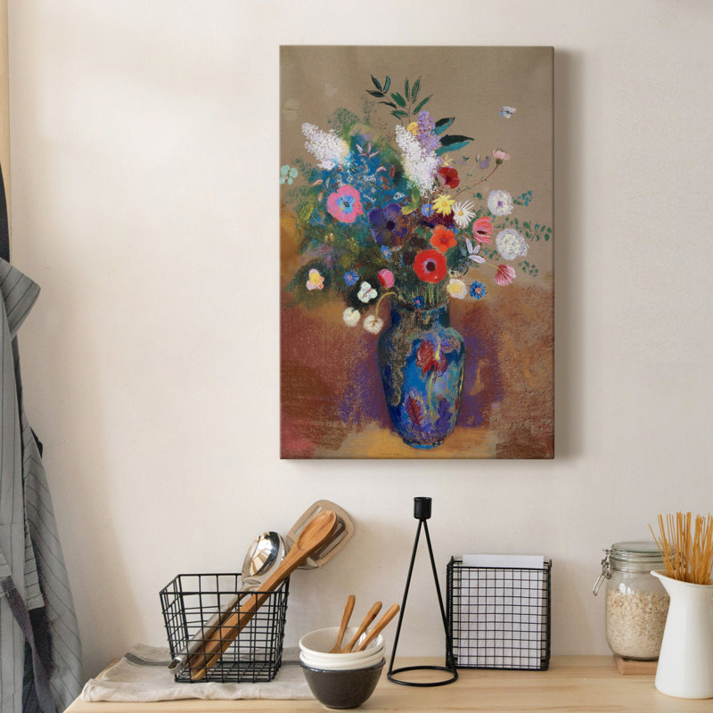 Bouquet de fleurs - peinture sur toile tendue, H 18 po x l 12 po x P 1 po