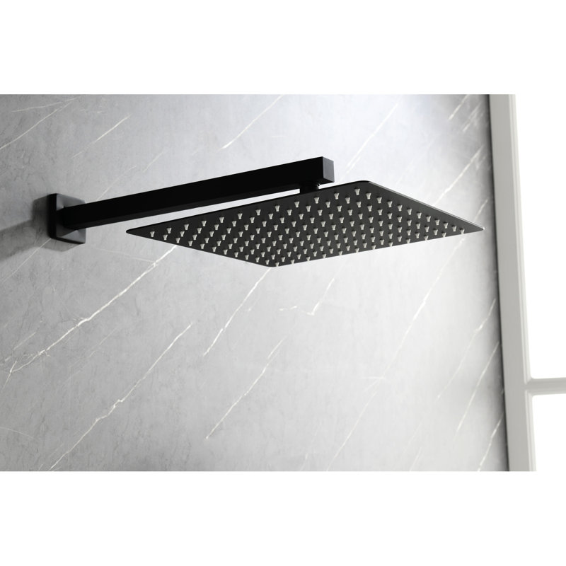 Matte Black Shower System: Head, Hand Shower, Hose, Valve Trim, Lever Handles, Niche - Resistance To Rust, Corrosion And Damage System With Long-lasting Performance: Quality Assurance