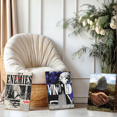 3PCS Wall Arts Posters Framed, VINLAND SAGA Anime Decorative Canvas Prints Set of 3 - Thorfinn I Have No Enemies Artwork, Manga Style Wall Art for Living Room, Bedroom, Office - Perfect Gift for Anime Fans and Manga Collectors