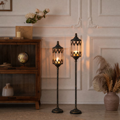 Ensemble d'abat-jour chandelier rétro en métal vieilli