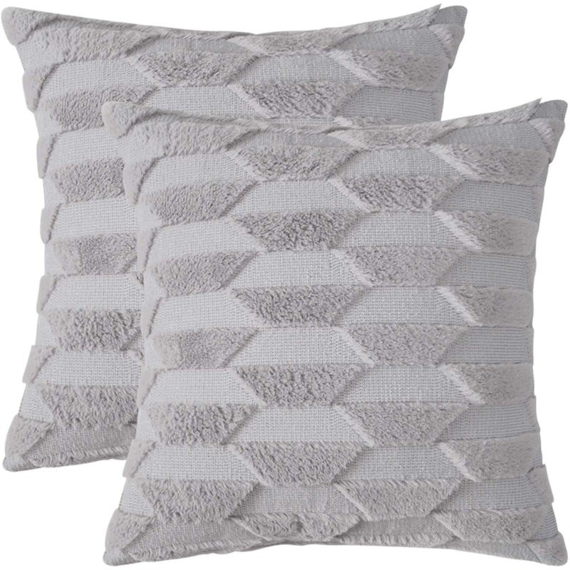Ensemble de 2 coussins décoratifs en fausse fourrure, gris