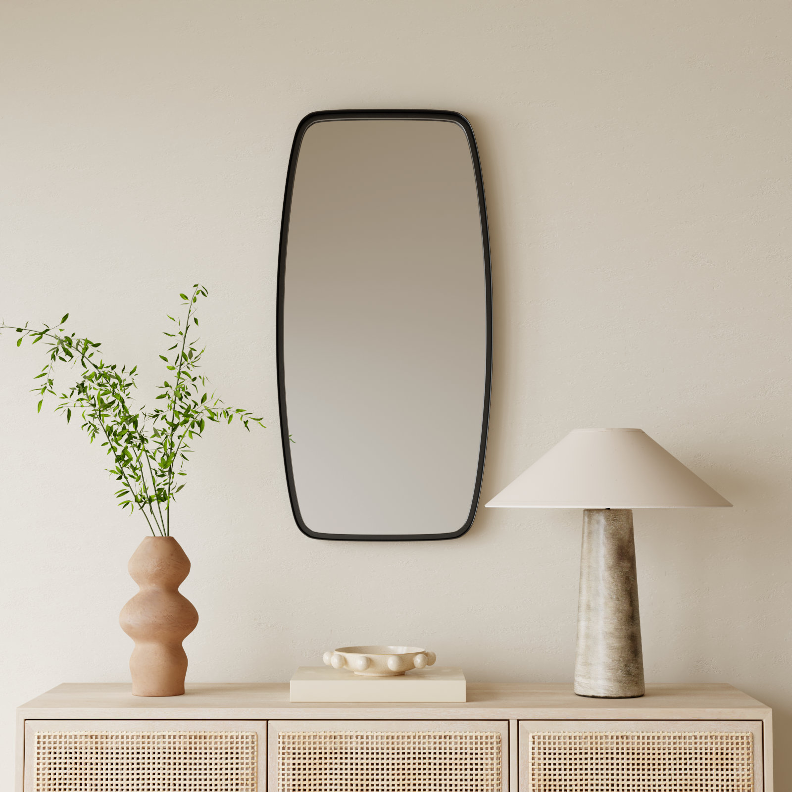 Belle Iron Wall Mirror, Black, 40" x 20"