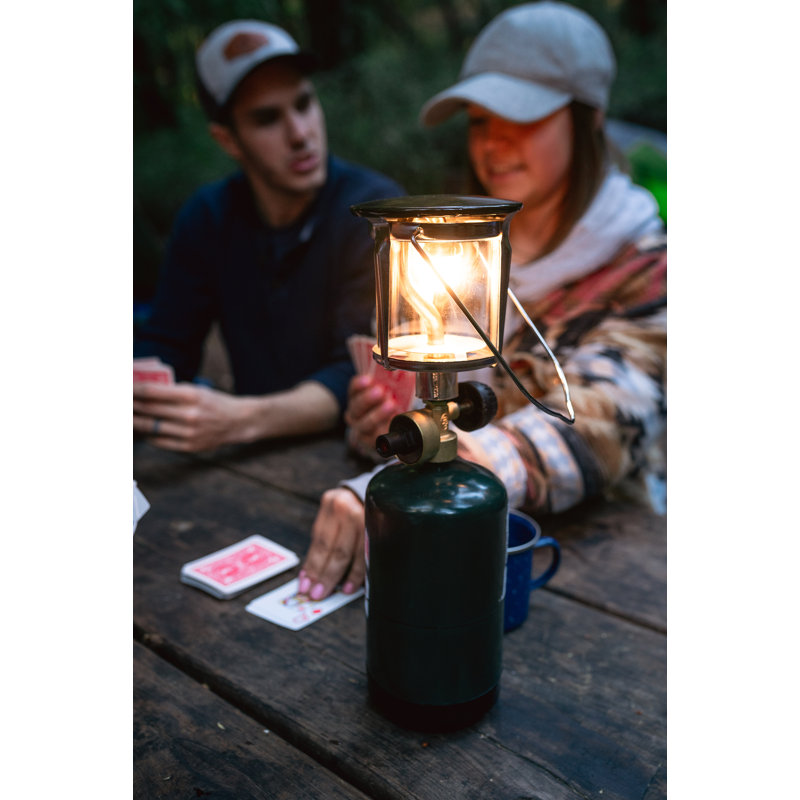 Compact Black and Silver Propane Camping Lantern
