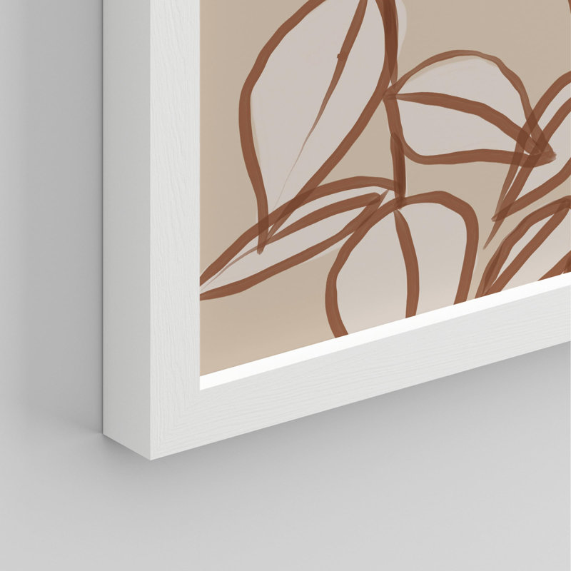 «Botanical Leaves Line Art» sur papier, Blanc, H 10 po x l 8 po