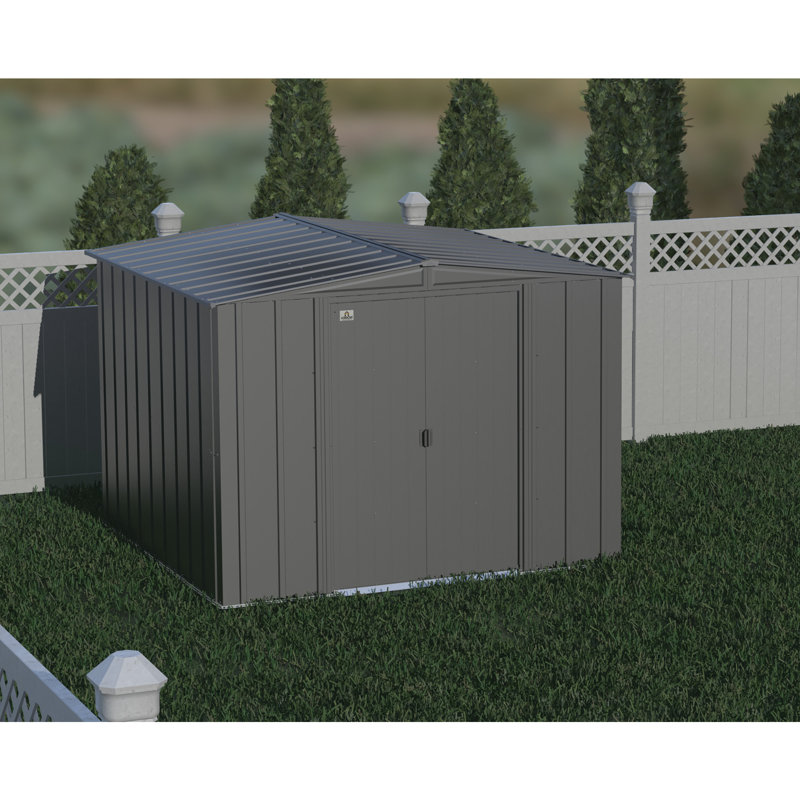 Classic Steel Storage Shed, 10X14, Charcoal, Charcoal, 123.25'' W X 162.25'' D X 75.9'' H