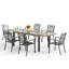 7pcs Rectangle Outdoor Patio Dining Set Wooden-look Expandable Heavy Duty Metal Table With Stackable Chairs-98983020