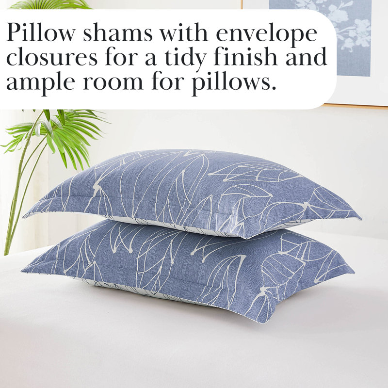 Vilano Choice Reversible Oversized Duvet Cover Set with matching shams, King Duvet Cover + 2 Shams, Blue