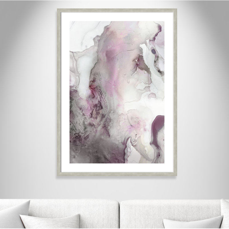 «Mist Bubbles III», reproduction de peinture à l'aquarelle encadrée, H 30 po x l 42 po x P 1,13 po, Cadre argent chaud