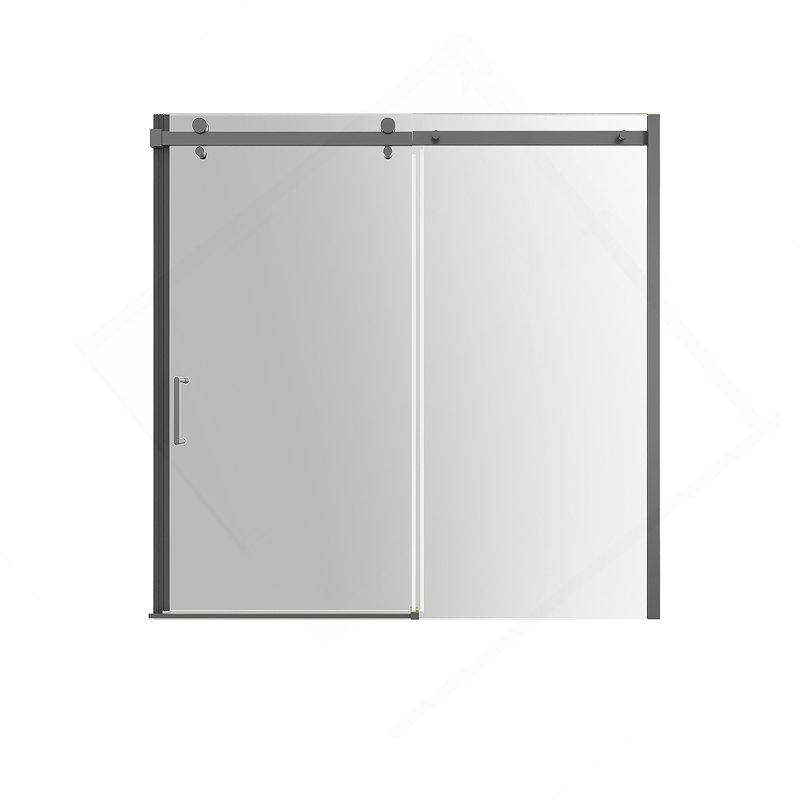 56-60 In. W X 58 In. H Mod Semi-Frameless Sliding Bathtub Door In Matte Black With 5/16 In. (8Mm) Clear Glass, Matte Black