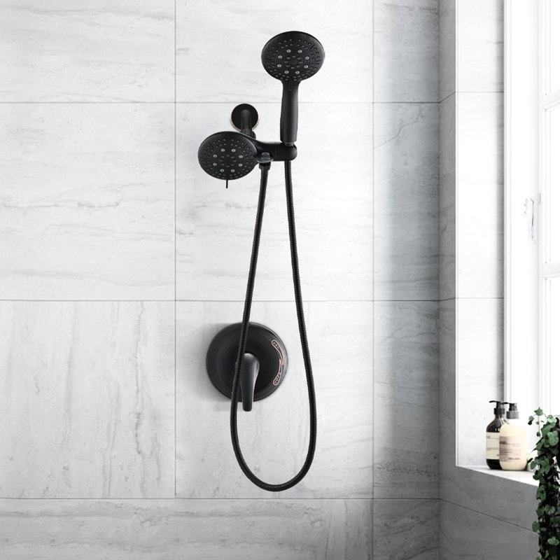 6 Function Rain Shower Head And Handheld - 1/2" Connection Size For Easy Installation Oil-rubbed Bronze Resists Corrosion Discoloration