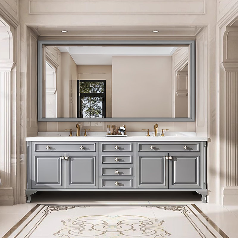 American-style villa luxury bathroom Vanity, Gray,  79"