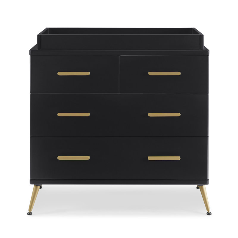 Delta Children Sloane 4 Drawer Dresser With Changing Top And Interlocking Drawers, Black