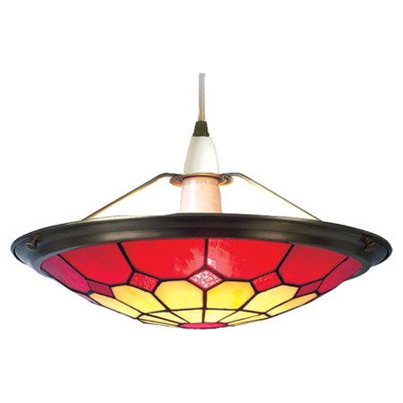 Springport 15cm H Glass Bowl Pendant Shade ( Screw On ) in Red, Beige/Red