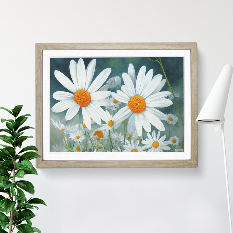 Daisy Flower Vol.1 - Framed Print, 46cm H x 64cm W x 2cm D, Oak