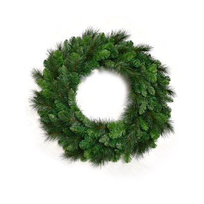 Deluxe Evergreen Pine Branch 12” Silk Wreath – Lifelike Artificial Greenery with Rich Green Needles, Perfect for Holiday Decor, Front Door, and Christ