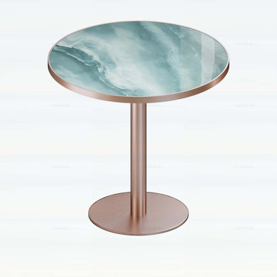 Elegant Design Dining Table with Faux Marble Top,Sturdy Metal Frame
