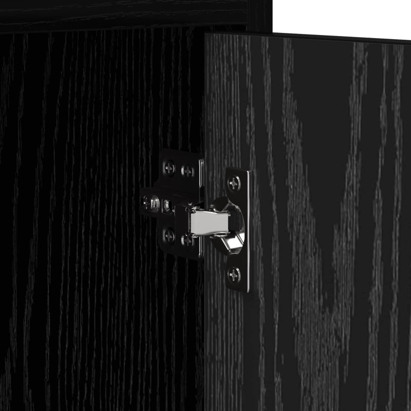 40cm W Composite Bedside Table, Black Oak