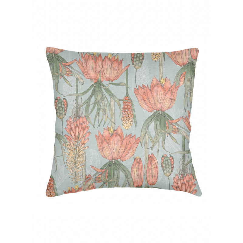 Printed Pillows Linen Floral Square Accent Pillow, Blue, Square 26", Down Blend