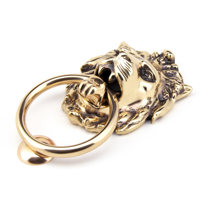 Lion's Head Door Knocker, Polished Bronze