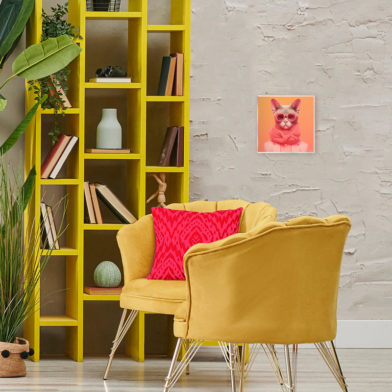 «Retro Glasses Cat» sur plaque murale orange, design par Roozbeh