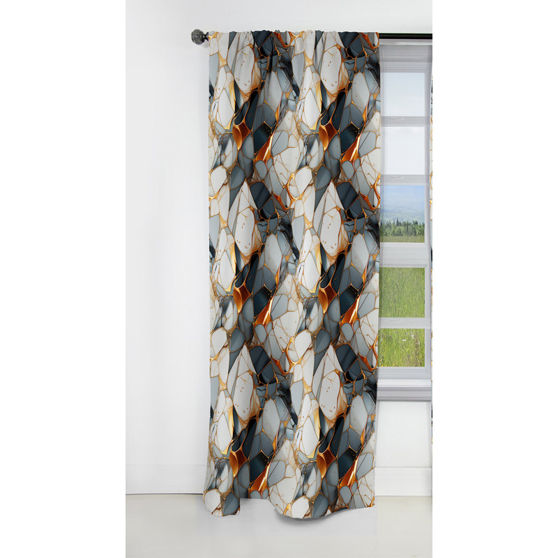 Urban Luxe Marble Pattern - Abstract Marble Curtain - Blackout Marble Curtain - 1 Panels, 52" W x 90" L