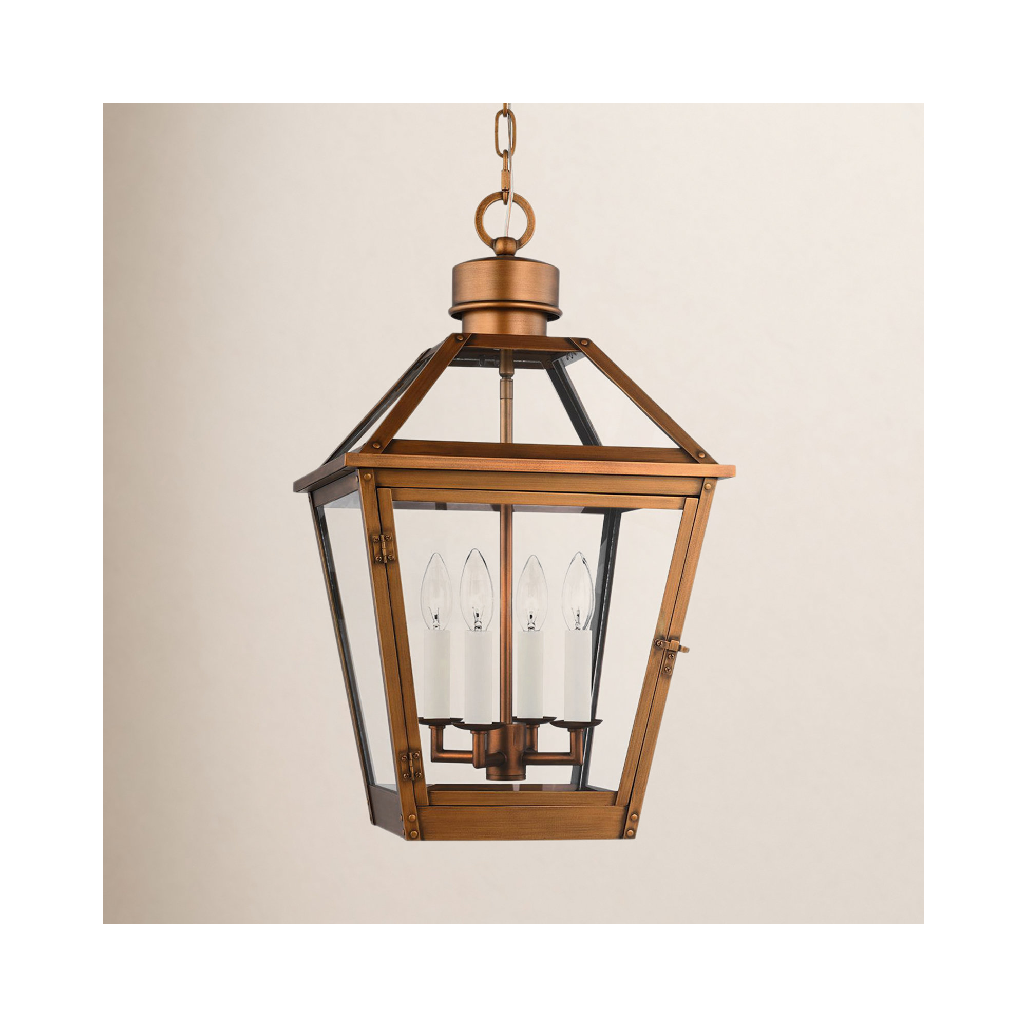 Transparent Outdoor Pendant, Natural Copper