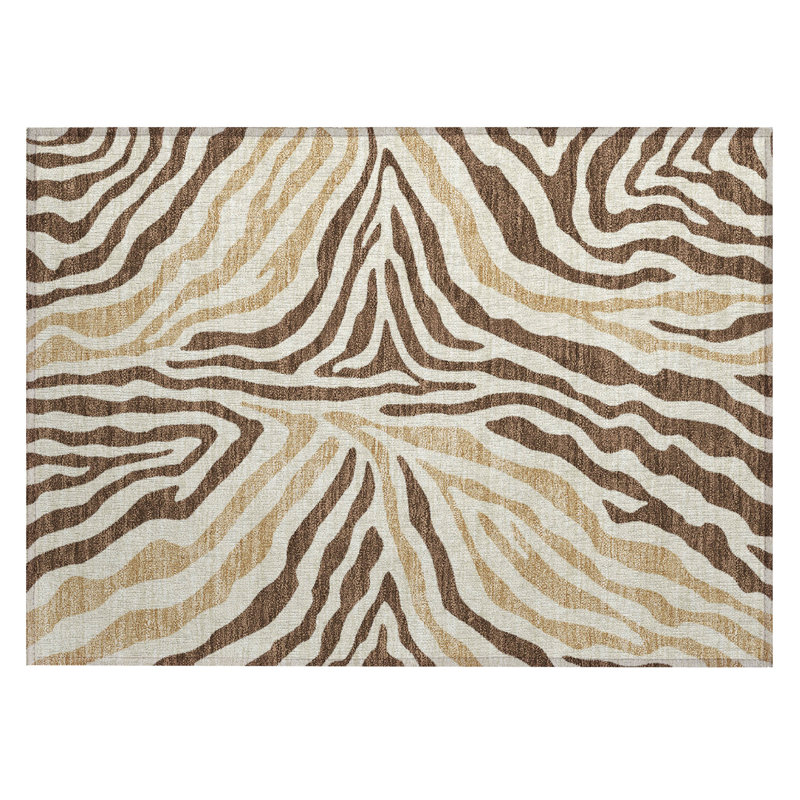 Machine Washable Indoor/Outdoor Chantille ACN2523 Animal Rug, Rectangle 1'8" x 2'6", Fudge