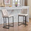 Ensemble de 2 tabourets de bar rembourrés modernes avec dossier capitonné, chaise à hauteur de comptoir avec structure en métal robuste, siège rembourré confortable pour la cuisine, le bar ou la salle à manger