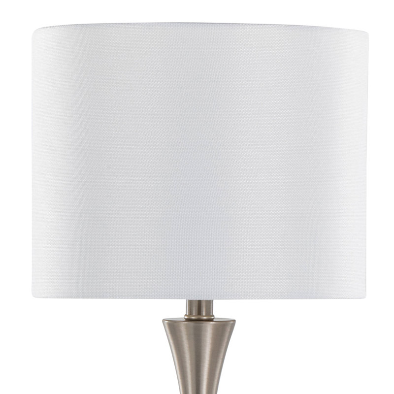 Adonis Metal Lamp, White, Brushed Nickel