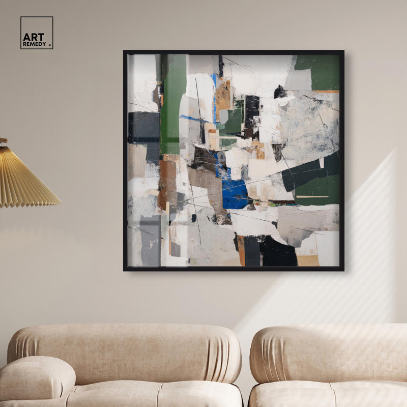 Art mural moderne entrelacé Shadowbox Print par Art Remedy, cadre noir, 41 x 41, H 41 po x l 41 po, Structure noire