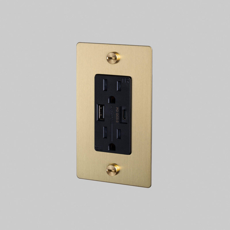 Modules Tamper Resistant Combination and Duplex Rotating Outlet with USB Port, Black