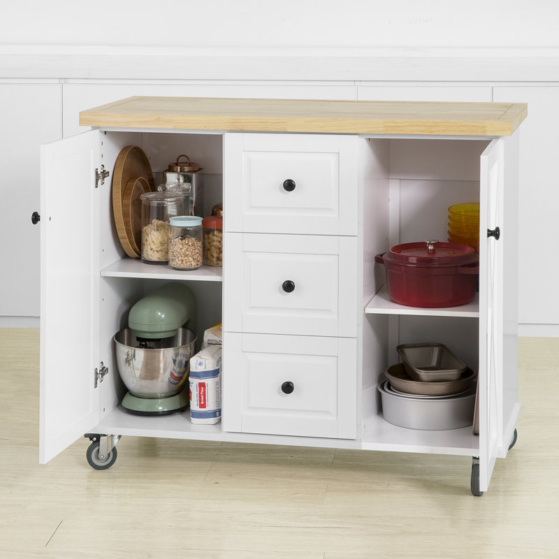 Peterlee Solid Wood Top Kitchen Cart