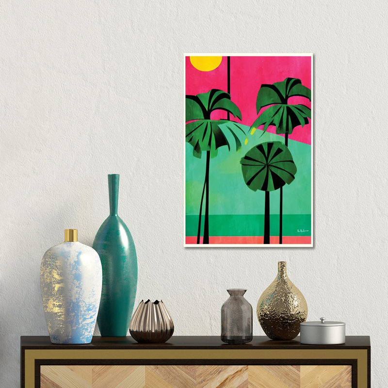 Pink Sky Tropical Palms, 45.72 cm H x 30.48 cm W x 1.905 cm D, Does Not Apply