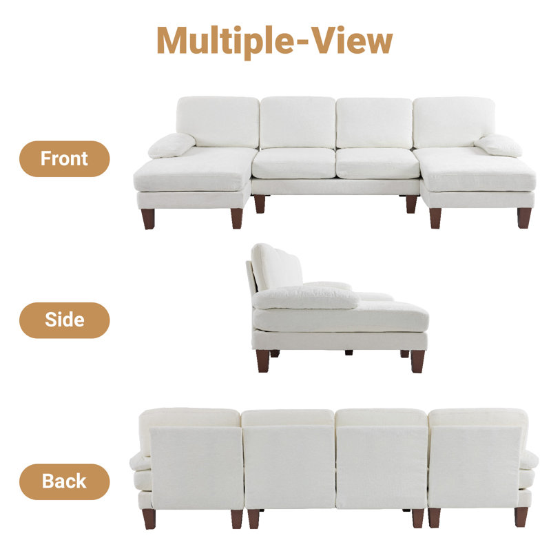 George Oliver 111‘W U-Shaped Sectional, Beige Chenille