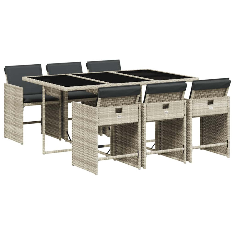 Patio Dining Set with, Light Grey, Grey