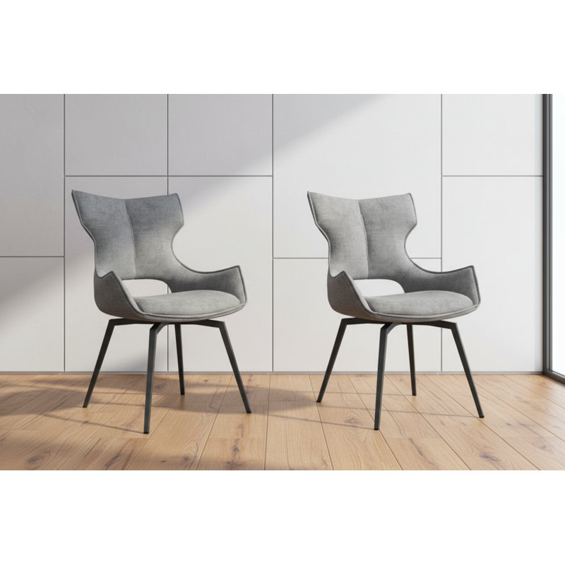Deloney Fabric Swivel Dining Chair, Grey