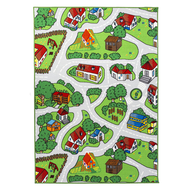 Tapis gris / vert Swanger, Rectangle 2 pi 7 po x 4 pi 10 po