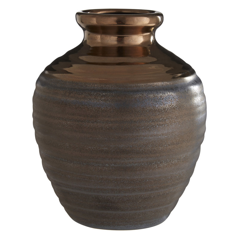 Szeto Ceramic Table Vase, 20cm H x 17cm W x 17cm D, Copper