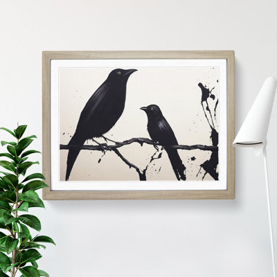 Splashed Crow Bird 1 Piece Single Picture Frame and Floater Frame Wall Art