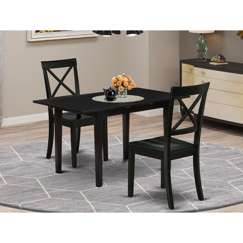 Ensemble de salle à manger Mcardle, 3 pièces: table, 2 chaises, Noir