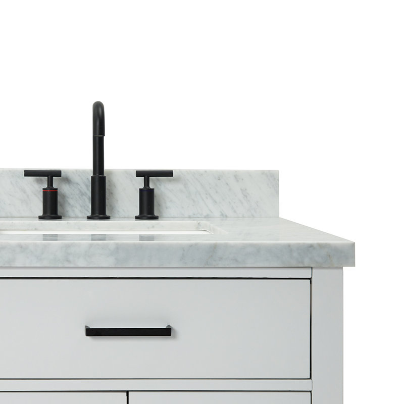 ARIEL HEPBURN 73 IN DOUBLE RECTANGLE SINK VANITY 1,5 IN, Gray, 73", Rectangular
