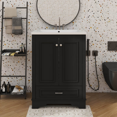 Meuble-lavabo contemporain 24 po avec lavabo en céramique