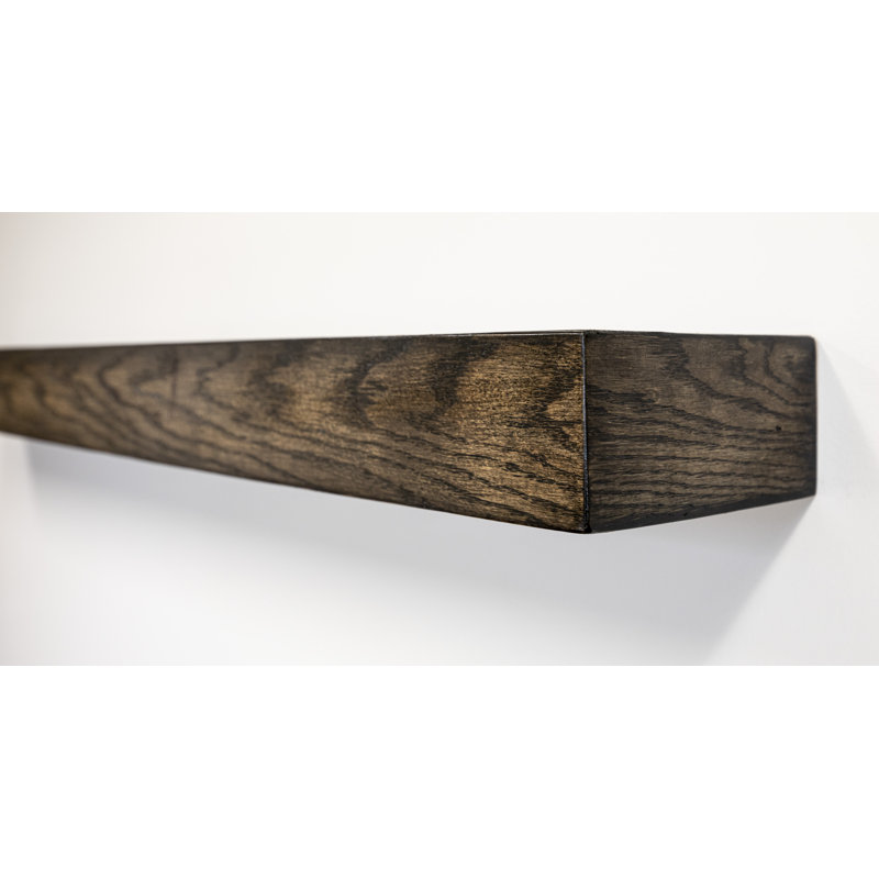 Ercolino Oak Solid Wood Floating Shelf, Ebony, 3" H x 34" W x 7" D