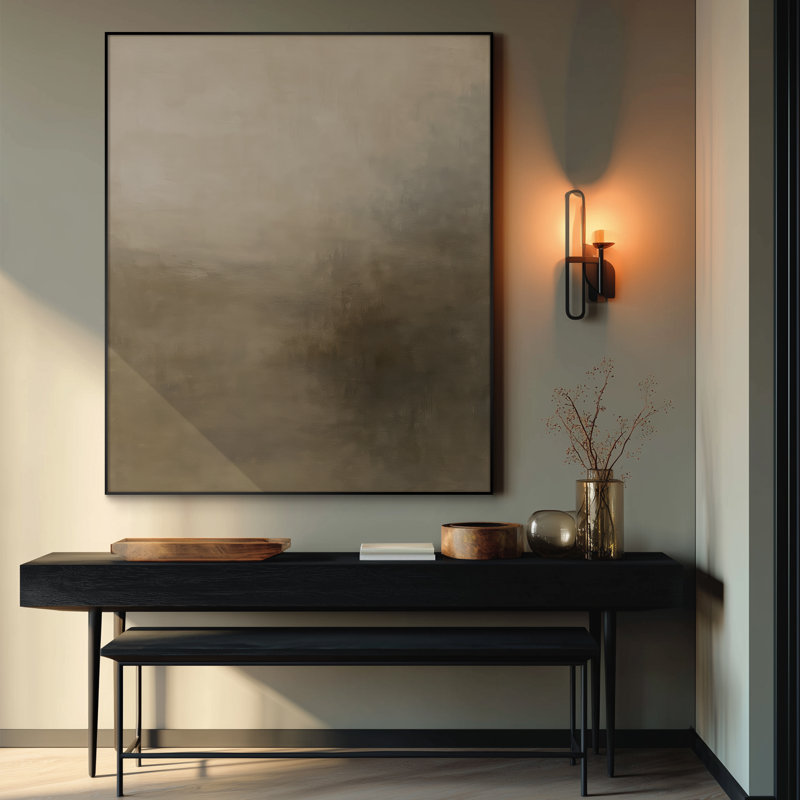 Très grande reproduction d'art sur toile - Paysage neutre et doux de couleur taupe et beige pour le salon ou la chambre à coucher - «Assemblage requis du cadre (cadre non fini)»