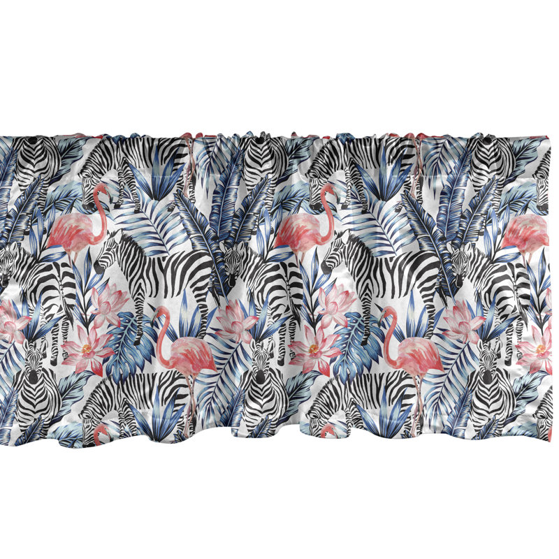 Watercolor Flamingo and Zebra Satin Valance Set