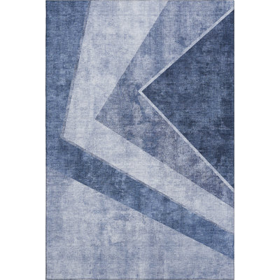 Premium Machine Washable Prisco Blue Rug